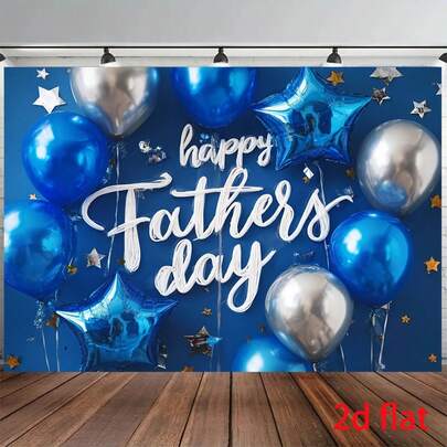 Large 2D Printed Banner Suitable For Parties, Featuring A Blue Suit Design As A Father's Day Gift. This Oversized Background Screen Is Very Suitable As A Garage Door Background And Uses High-Definition Printing Technology