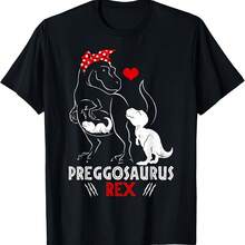 Mamasaurus Rex Pregosaurus Funny Pregnancy Have Two Kids T-Shirt - màu đen - Xem 1