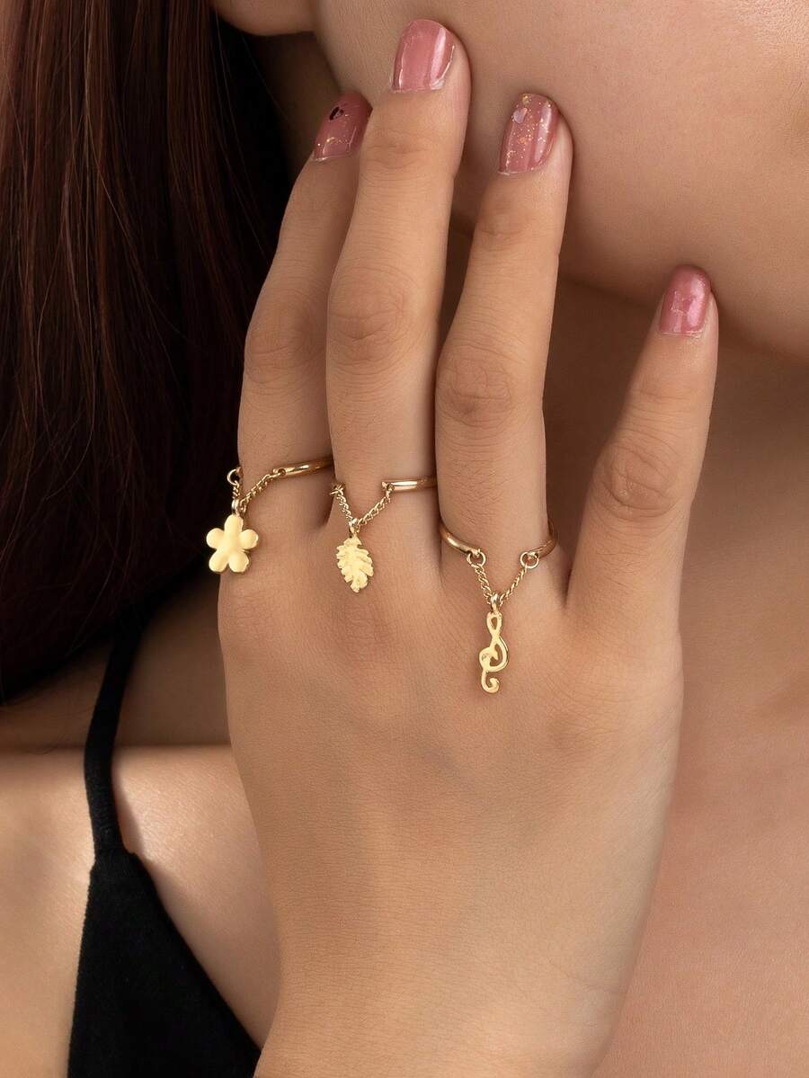 女士几何戒指三件套 - 幾何 - 查看 1