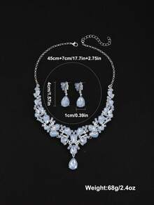 2pcs/Set Necklace & Earrings Water Drop Design Set, White AN082 - Blue Protein - View 5