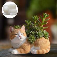 1个猫咪花盆树脂硅胶模具 可爱猫咪植物花瓶花盆装饰模具 石膏模具 水泥模具 混凝土模具 - A - 查看 4