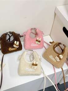 Plush Rabbit Mini Handbag, Cute Faux Fur Crossbody Bag, Versatile Small Purse For Girls - Multicolor - View 2