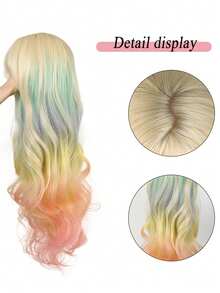 Tóc giả dài 26 inch, nhiều màu sắc xanh dương và hồng, có mái, kiểu dáng nữ | Tóc xoăn gợn sóng tổng hợp, vẻ ngoài tự nhiên, sợi chịu nhiệt, phù hợp sử dụng hàng ngày, ngày lễ và tiệc tùng. - Nhiều màu - Xem 2