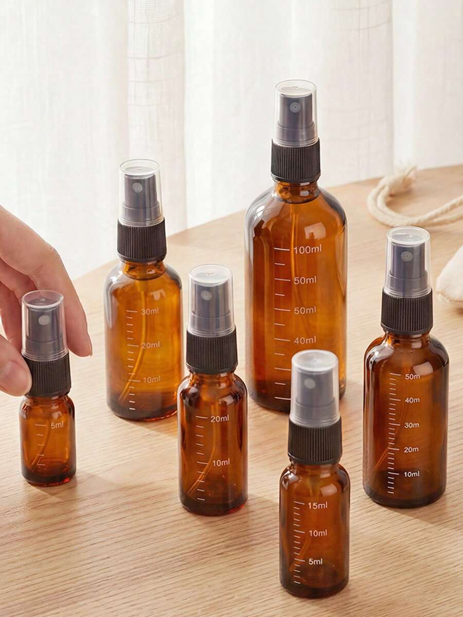 1个琥珀色玻璃喷雾瓶，带刻度，可重复灌装，便携式细雾容器，适用于香水、爽肤水、面部喷雾和香薰。 - 查看 1