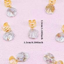 10pcs Seashell Decoration Hair Clips For Braids Metal Sleeve Hair Jewelry Accessories, Beach Shell Pendant Hair Clips, Summer Beach Vacation Hair Accessories For Women, Festival Travel Hair Claws Hair Slides - 香檳色 - 查看 5