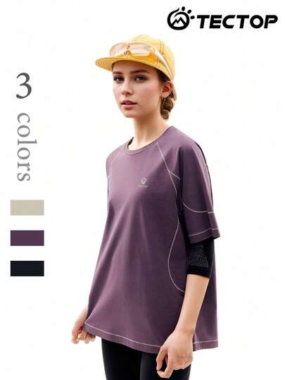 TECTOP Women's Summer T-Shirt, Outdoor Casual Travel Hiking Short Sleeve, Breathable Comfortable Lightweight