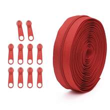 1 Set = 4.5m Zipper + 10 Zipper Pulls, 20 Colors Available, #3 Zipper Set, Matching Colored Zipper Pulls, Suitable For Clothing, Bags, Home Textiles And More - 4.5 Meters Of No. 3 Nylon Zipper + 10 Plastic Zipper Pulls - View 21
