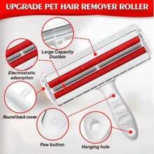 Reusable Lint Roller Pet Hair Remover – Portable White Tool For Removing Cat And Dog Hair From Furniture, Sofas, Carpets, Clothes And Bedding - White - View 2