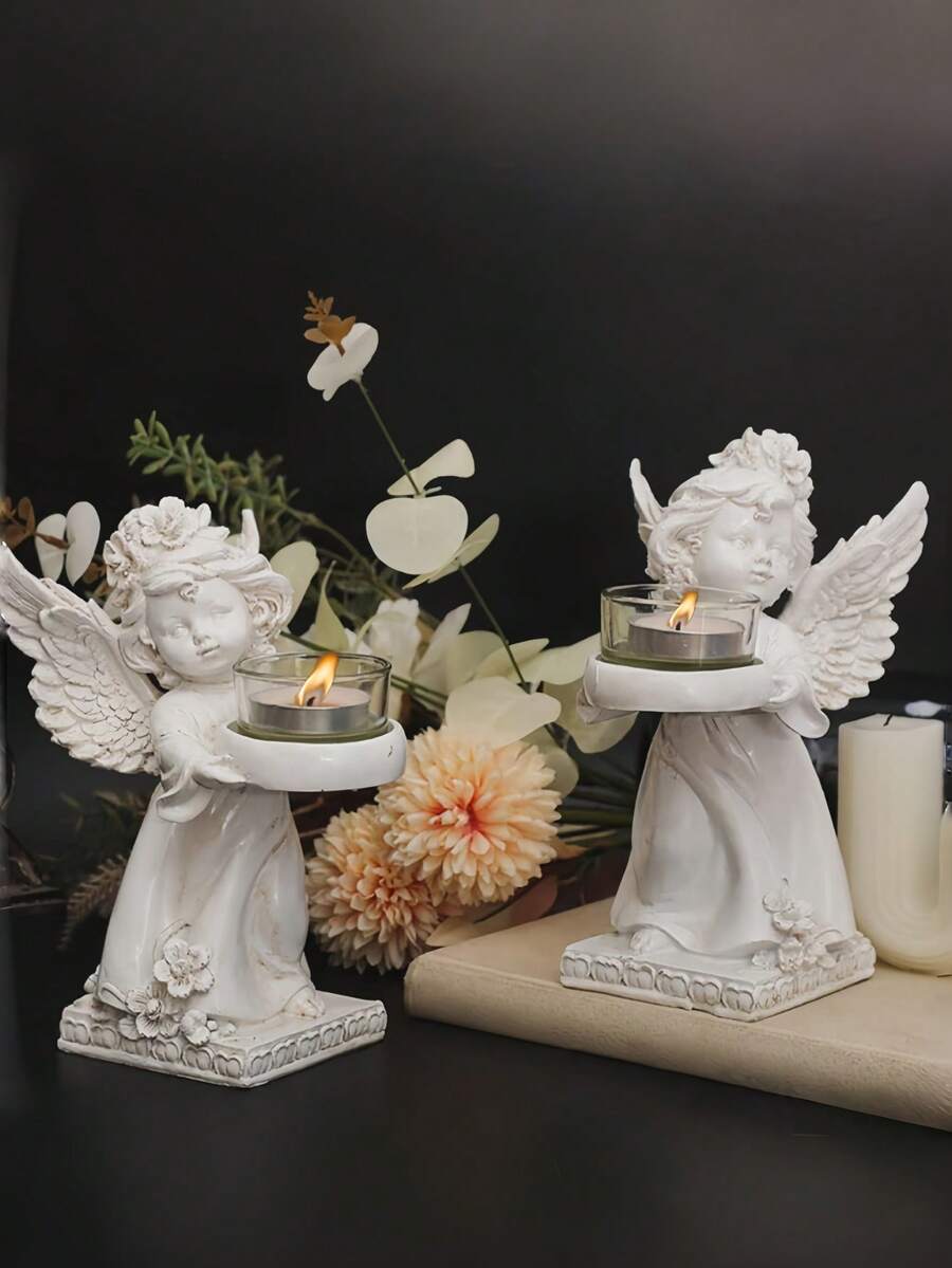 Chân nến hình thiên thần, tượng thiên thần có cánh, đồ trang trí thiên thần kèm chân nến và bấc nến, thích hợp trang trí nhà cửa, làm vật trang trí bàn tiệc cưới, kỷ niệm ngày cưới, tiệc cô dâu, lễ rửa tội và các dịp khác. - chân nến - Xem 1