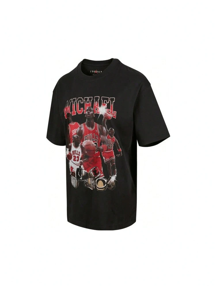 Nike Áo thun nữ AS W J SS OS GFX TEE MIXTA cổ chữ V tay ngắn dệt kim THJ0191-045 - màu đen - Xem 1