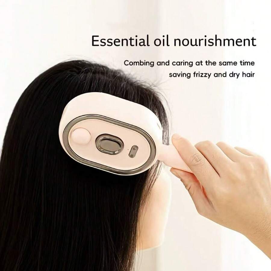 二合一蒸汽梳，USB充电，喷雾梳，干湿两用，头皮按摩防静电蓬松美发梳，300mAh