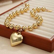 1条优雅心形吊坠串珠项链，百搭款式，适合度假、派对、婚礼、生日礼物、日常佩戴 - 彩色 - 查看 9