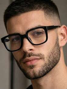 1 Pair Unisex Plastic Black Classic Square Frame Glasses, Metal Hinges, Casual Wear, Driving, Fashion Non-Prescription Glasses, Suitable For Myopia Couples - Multicolor - View 8