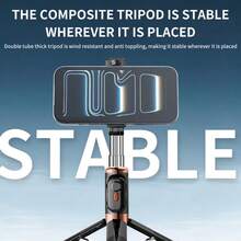 Upgraded 110cm/3.61ft Selfie Stick Tripod Wireless Extendable Monopod With Bluetooth Remote Shutter Foldable Phone Holder Universal For Compatible With IPhone, Compatible With Samsung Travel Photography - one-size - View 2