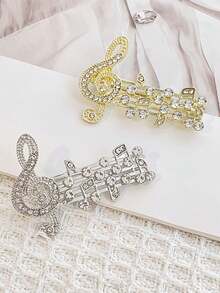 1pc Women's Brooch, Music Note Brooch, Scarf Clip, Lapel Pin, Suitable For Daily Wear And Music Festivals - Multicolor - View 3