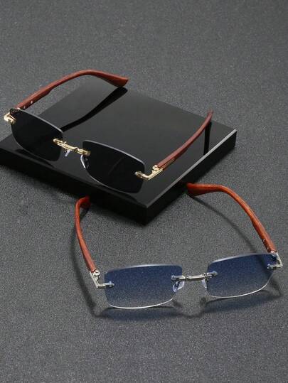 1 Pair/2 Pairs Unisex Frameless Fashion Glasses, Suitable For Daily Wear, Fashionable And Versatile, Sturdy And Practical, Enhancing Facial Contours And Dimensions, Applicable For Daily Life, Beach, Driving, Camping, Fishing, Parties And Outdoor Travel, All-Season Use