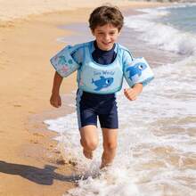 1pc Pink & Blue Children's Swimming Buoyancy Vest, Thickened Polyester Material With 4 Pattern Options, Swimming Training Floats For Toddlers, Girls & Boys, With Water Wings And Shoulder Straps - Multicolor - View 4