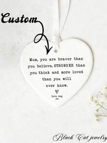 Customized Heart-Shaped 73mm Ceramic Gift, Double-Sided UV Printing, Birthday Gift For Mom, Mother's Day Present - White - View 1