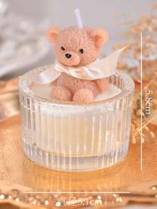 1个可爱小熊蜡烛，萌萌的小熊生日礼物，家居装饰烛台，非常适合情人节、母亲节、室内装饰、毕业礼物和送给女性的礼物。 - 小玻璃小熊 - 查看 10