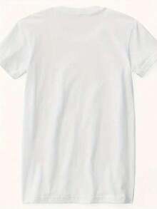Camiseta de manga corta con cuello redondo para hombre, diseño creativo con estampado, diseño simple, proceso de tejido, suave y cómoda, adecuada para uso en el campus, reuniones, fiestas y - Blanco - Ver 2