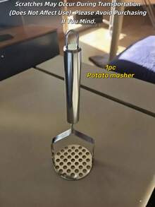 1pc Stainless Steel Potato Masher - Suitable For Vegetables, Fruits, Non-Electric Kitchen Utensils, Manual Handheld Kitchen Pressing Tool - Durable Multi-Function Squeezer, Suitable For Home And School Supplies, Essential Kitchen Tool - Multicolor - View 15