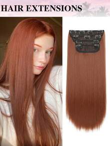 20英寸4片/套超薄透气合成纤维双层女士直发接发 - 彩色 - 查看 18