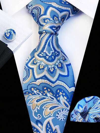 Men Tie Sets Classic Fashion Necktie Set With Cufflink For Business Party
