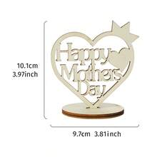 1pc Mother's Day Wooden Heart Crown Decor, With Hollow "Happy Mother's Day" English Text Design, Modern Minimalist Decor For Holiday Celebration, Suitable As Mother's Day Gift And Home Tabletop Decoration - one-size - View 12