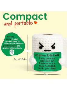 1个积极向上的油脂卷钩针玩偶，手工钩织，送给女性、男性、丈夫、男友、儿子、朋友、同事、老板和领导的趣味礼物。 - 彩色 - 查看 3