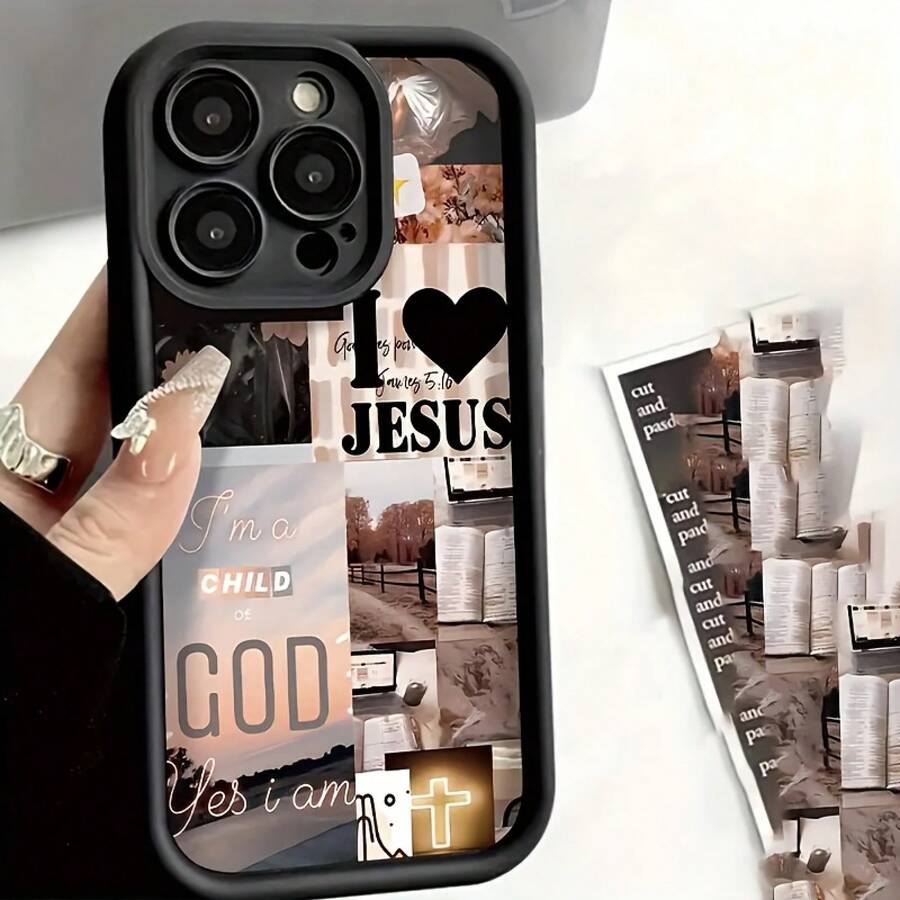 High-Quality Bamboo Black Love Scenery Illustration TPU Shockproof Full Coverage Protective Case, Compatible With Multiple Models Including 16PROMAX, 11, 12, 13PROMAX, 14PROMAX, And 15 - Bamboo Black Love Scenery Illustration LB Phone Case. - màu đen - Xem 1