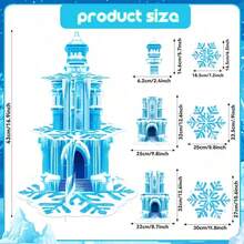 三层蓝色城堡雪花纸杯蛋糕架 | 冰雪奇缘主题冬季仙境甜点展示架，适合公主生日派对用品 - 雪花蛋糕架 - 查看 5