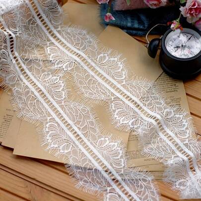 1/3 Yards 11cm Width Black And White Eyelash Lace Trim Ribbon - Chantilly Eyelash Lace For Wedding Gowns, Bridal Veils, Lingerie, And Home Decor Sewing Materials And Beginner Sewing