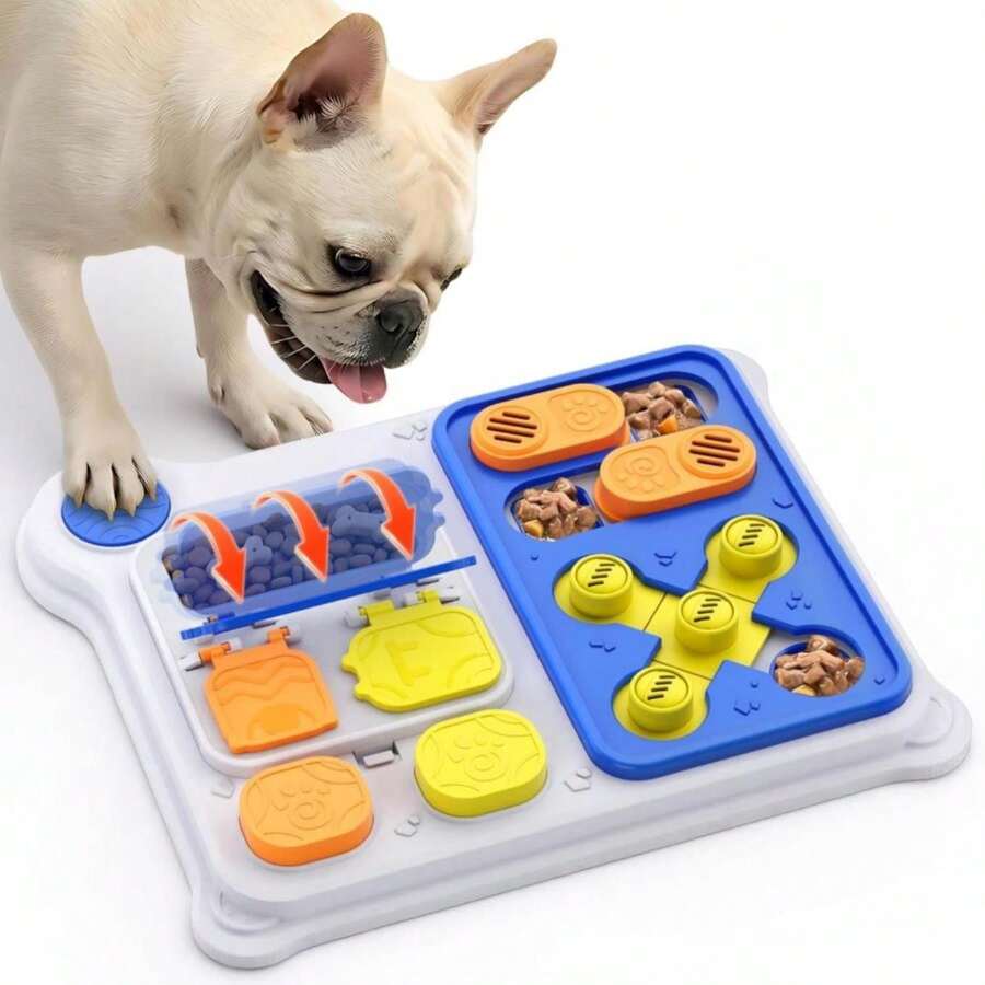 MiBex Dog Puzzle Toy Slow Feeder, Interactive Dog Toys For IQ Training &Amp; Mental Stimulation, Easy Clean Detachable Tray Non-Slip Base, Enrichment Toys For Small Medium Dogs, Blue - ColorA - 查看 1