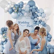 Dusty Blue Balloon Arch Kit Different Sizes 5 10 18Inch Light Blue And White Clear Latex Balloons Garland For Wedding Birthday Babyshower Gender Reveal Bridal Shower Party Decorations Supplies - As the Picture Shows - View 7