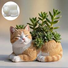 1个猫咪花盆树脂硅胶模具 可爱猫咪植物花瓶花盆装饰模具 石膏模具 水泥模具 混凝土模具 - A - 查看 2
