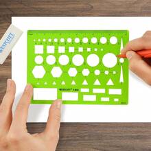 Westcott 816 All - Purpose Technical Drawing Template, Plastic Shape Template Green, 4.5 By 6 In - All Purpose - View 5