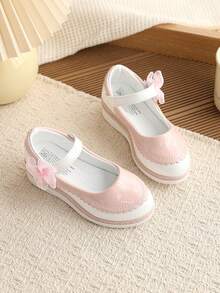 Children's Shiny Princess Shoes, Girls' Hook And Loop Closure Easy On/Off, Anti-Slip Soft Sole, Kindergarten Performance Leather Shoes - Pink - View 4
