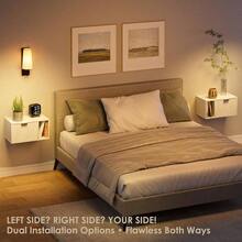 Mesita de noche flotante, mesa de noche flotante de pared con cajón de almacenamiento y estante abierto, mesita de noche moderna para dormitorio, 19.3 pulgadas x 11.4 pulgadas x 10 pulgadas, blanco - Blanco - Ver 6