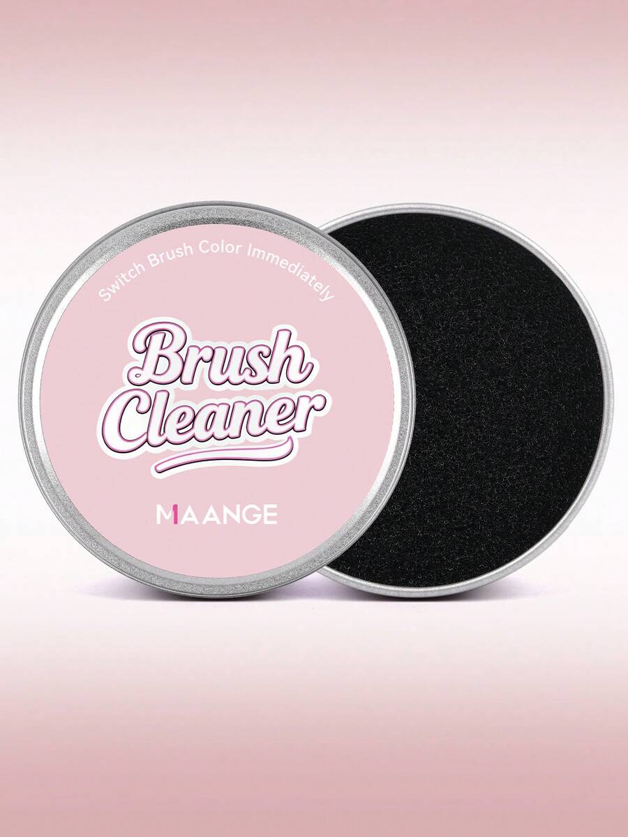 MAANGE 1 Stück Pinsel zum schnellen Reinigen von Make-up-Utensilien, eine trockene Reinigungsbox zum Wechseln der Lidschattenfarben, ausgestattet mit einem Schwamm, wiederverwendbar, staubdicht, tragbar, geeignet für den Einsatz zu Hause oder auf Reisen, als Geschenk für Freunde für Make-up-Accessoires - Babypink - Übersicht 1