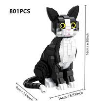 Jouet pour chat modulable, set de blocs de construction noir et blanc à collectionner, convient pour la décoration de bureau et comme cadeau pour les amateurs de chats, conçu pour les hommes et les femmes - Noir - Voir 8