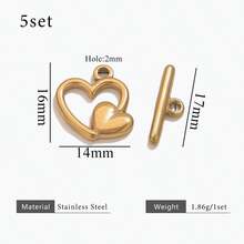 5套304不锈钢18K金心形连接件，适用于DIY饰品项链手链制作，女士配件 - OT扣1 - 查看 20