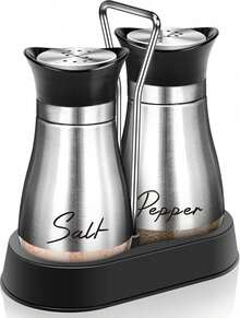 Pink Salt And Pepper Shakers Set With Holder,4 Oz Kitchen Decor And Accessories Home Essentials Cute Household Items For Mother's Day Housewarming Gift Refillable Design (Pink) - Bạc - Xem 7