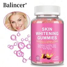 Bcuelov Skin Brightening Supplement - With Glutathione, Collagen, Biotin, Vitamin B12, Zinc - Supports Skin Health - 60 Gummies - 1瓶 - 查看 1