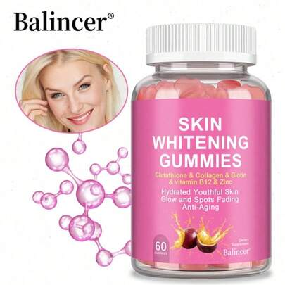 Bcuelov Skin Brightening Supplement - With Glutathione, Collagen, Biotin, Vitamin B12, Zinc - Supports Skin Health - 60 Gummies