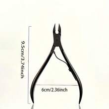 1 Set Black Stainless Steel Manicure Tool Kit, Featuring Pointed Tip Single Spring Design, Includes Cuticle Scissors, Nail Clippers, And Classic Black Handles, Suitable For Men And Women Of All Ages - Black - View 6