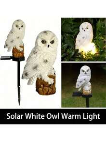 1pc Solar Powered Owl LED Light, Resin Garden Decor, Suitable For Outdoor Camping Decoration, Can Scare Away Birds - Owl - View 7