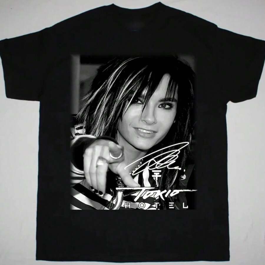 T-shirt en coton épais unisexe Tokio Hotel Bill Kaulitz - Noir - Voir 1