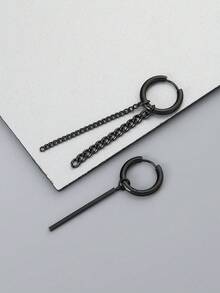 1对不锈钢流苏不对称耳环，时尚独特设计，男士款 - 不對稱耳環 - 查看 5