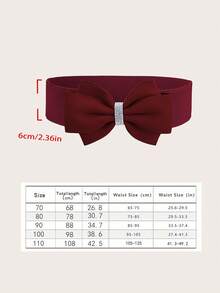 1pc Bow Buckle Waist Belt, Casual Fashion Accessory For Plus Size Dresses - Rum Red - View 7