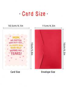 一张温馨感人的妈妈贺卡：“无论我多大，我永远都需要你帮我擦干眼泪”——充满温情的母亲节礼物、妈妈生日礼物、感谢卡，附赠信封 - A - 查看 2